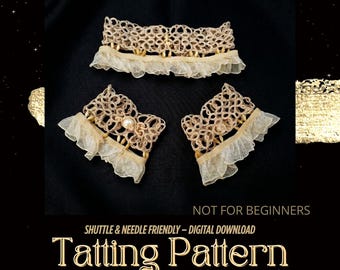 Schema PDF per collana girocollo e bracciale in pizzo vittoriano, set di gioielli con perline, NON adatto ai principianti