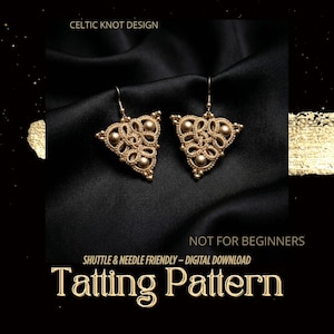 Patrón en PDF para pendientes de encaje celta, tutorial de joyería de encaje, diseño entrelazado, no apto para principiantes.
