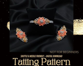 Schema per set di gioielli con lavorazione a chiacchierino: girocollo, bracciale e orecchini in pizzo (tutorial PDF)