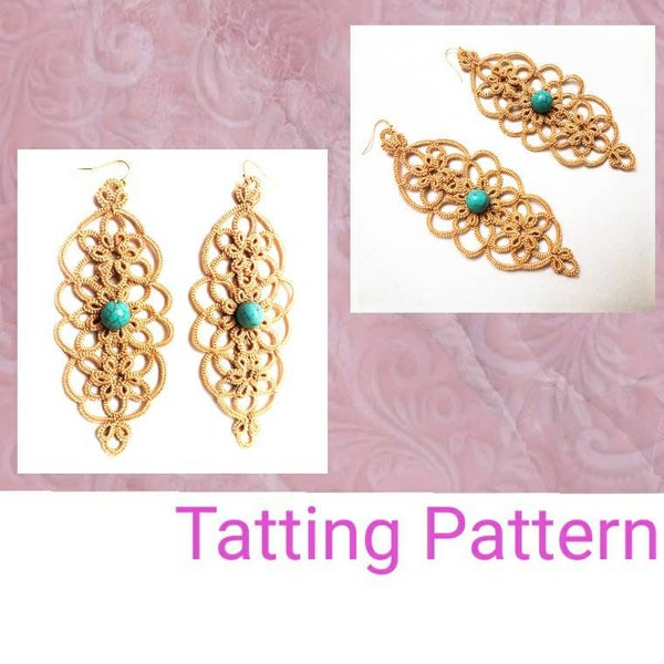 Tatting Pattern For Earrings, Make Your Own Earrings Using Thread And Tatting Shuttle Or Needle,  Needle Frivolite PDF Pattern Birthday Gift