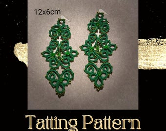 Tatting Lace Earrings Pattern – DIY Beaded Jewelry Tutorial (PDF Pattern)