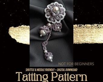 Tatting Lace Flower Brooch Pattern (PDF Pattern)– NOT for Beginners
