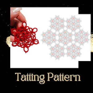 Deckchen und Servietten-Tatting-Muster PDF, Anleitung für Schiffchen- oder Needle Tatters, Tischdekoration, Frivolite Lace Coaster