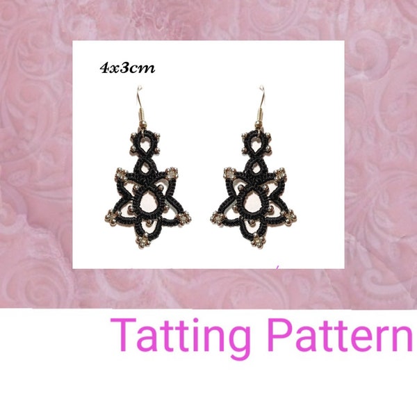 Small Star Earrings Tatting  Pattern, Needle and Shuttle Tatting Pattern, Tatting Tutorial, DIY Frivolite, Schema Orecchini Chiacchierino