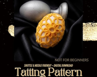 Egg Tatting Pattern PDF – Easter Lace Ornament, Advanced Frivolite – NOT for Beginners