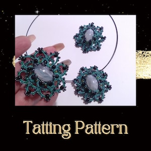 Tatting PDF Tutorial and Video Step by Step, Tatting Pendant PDF Pattern, Tatting Shuttle & Needle Earrings, Tatted Earrings Wedding Pattern