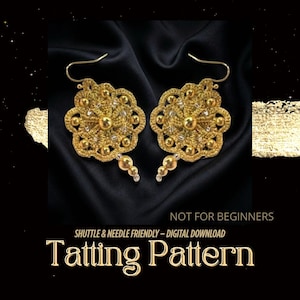 Tatting Lace Earrings PDF Pattern – Beaded Frivolite Jewelry Tutorial
