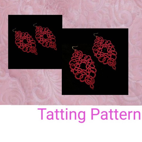 Tatting Pattern For Earrings, Make Your Own Earrings Using Thread And Tatting Shuttle Or Needle,  Needle Frivolite PDF Pattern Birthday Gift