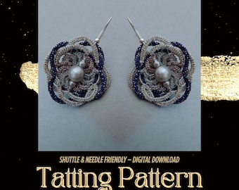 Tatting Lace Earrings PDF Pattern – DIY Beaded Frivolite Jewelry (Digital Download)