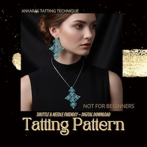 Ankaras Tatting Earrings Pendant Pattern PDF, Beaded Lace Jewelry, Advanced Tutorial