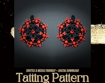 Tatting Lace Flower Earrings Pattern: Beaded Frivolite Jewelry (PDF Pattern)– NOT for Beginners