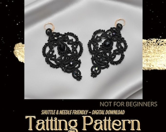Tatting Lace Earrings Pattern, DIY Beaded Jewelry Tutorial (PDF Download) – NOT for Beginners