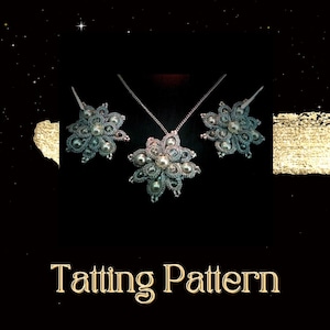 Modello per set di gioielli in pizzo Ankaras Tatting: orecchini e girocollo Frivolite (modello PDF)