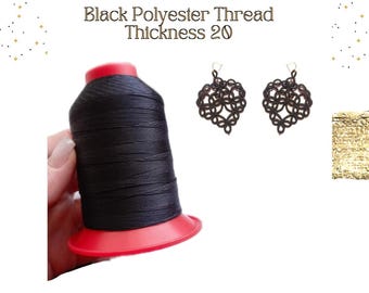 Black Polyester Tatting Thread: Size 20, 600m Cone