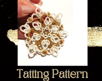 Snowflake Tatting Pattern: Christmas Ornaments, Needle or Shuttle (PDF)– NOT for Beginners