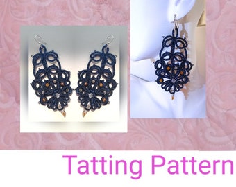 Tatted Earring Pattern, Tatting Lace,Tatting Pattern PDF, Shuttle and Neeadle Tatting Pattern,Ttatting Jewelry, Frivolite Tutorial, Earrings