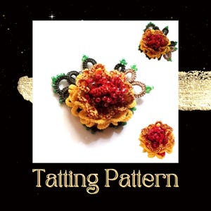 3D Tatting Pattern: Rose Flower Brooch (PDF)– NOT for Beginners
