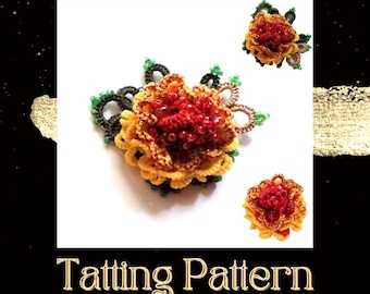 3D Tatting Pattern: Rose Flower Brooch (PDF)– NOT for Beginners