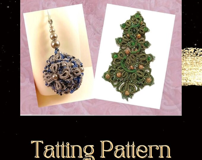 Tatted Bells Pattern, Christmass Tatting Patterns Tree, Tatting Shuttle Vintage Stayl, Needle Tatting Chritmass Patterns Angel, Ornament Tat