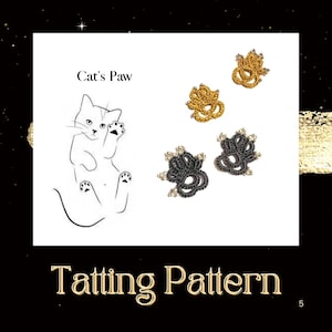 Cat&#39;s Paw Tatting Lace Pattern: Decor or Earrings (PDF Pattern)