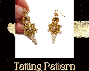 Tatting Lace Earrings PDF Pattern – DIY Needle & Shuttle Tutorial – Frivolite Beaded Jewelry Tutorial– NOT for Beginners