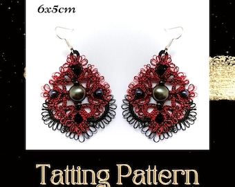Tatting Lace Earrings PDF Pattern – DIY Needle & Shuttle Tutorial – Frivolite Beaded Jewelry Tutorial– NOT for Beginners 