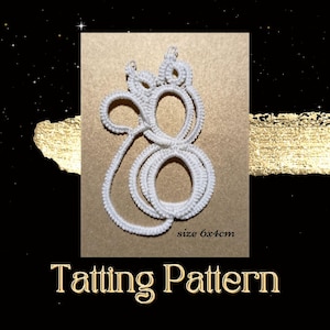 Cat&#39;s Tatting Lace Decor or Earrings Pattern, Tatting Lace Pattern, Needle Tatting Patterns, Shuttle Patterns, Handmade Lace  for Cat Lovers
