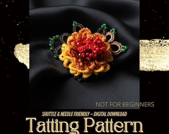 Rose Tatting Brooch Pattern: Frivolite Flower Jewelry (PDF)– NOT for Beginners