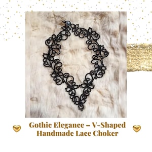 Beautiful Gothic Wedding Necklace, Lace Black Bead Choker, Black Gothic Victorian Jewelry, Intricate Handmade Beaded Choker Christmas Gift