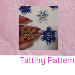 Snowflake Tatting Lace Tutorial, Christmas Snowflake Motif, Photo Quide a Step-by-Step, Shuttle And Needle Tat , Make Your Own Tat Ornaments