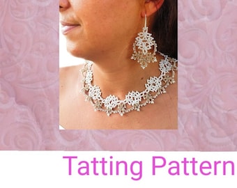 Tatting Jewelry Tutorial, Pattern Necklace Earrings Tutorials PDF, Instructions Textile Jewelry, Tatting Frivolite Tutorial Jewelry Beaded
