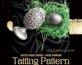 Egg Tatting Pattern PDF – Easter Lace Ornament, Advanced Frivolite – NOT for Beginners