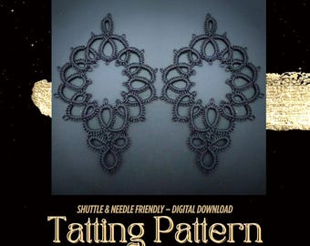 Tatting Lace Earrings Pattern – DIY Frivolite Jewelry Tutorial (PDF Pattern)