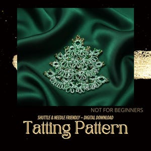 Patrón de árbol de Navidad con frivolité: Adorno de encaje (PDF) – Tutorial DIY con aguja y lanzadera – NO apto para principiantes