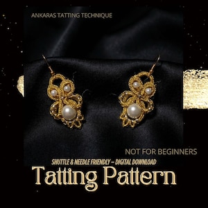 Ankaras Tatting Lace Earrings Pattern – Pearl Jewelry Tutorial (Digital Download)