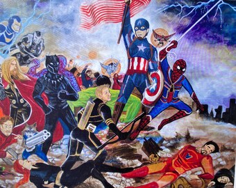 America Leading the Avengers Poster Print
