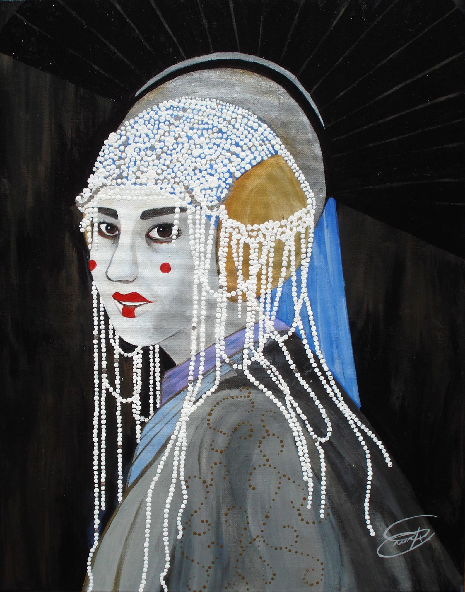 Girl With the Pearl Headdress Original Painting Etsy