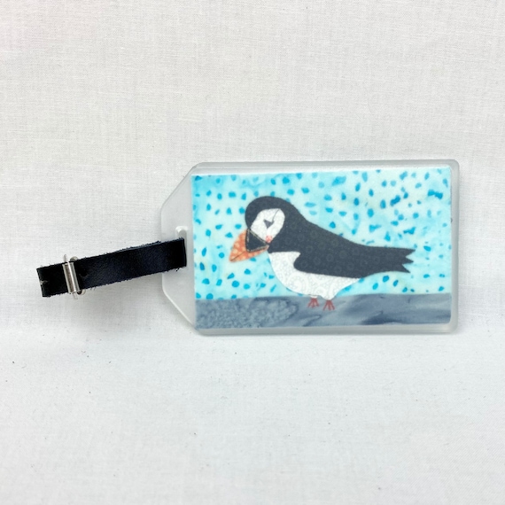 Puffin Luggage Tag Handmade With Fabric Ocean Luggage Tag 
