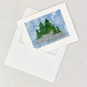 Maine Island Fabric Card: Handmade Lake Greetings