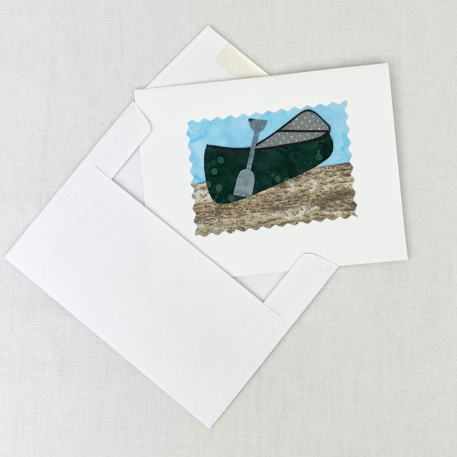 Canoe Card Handmade Fabric Cute Outdoor Birthday Card Etsy