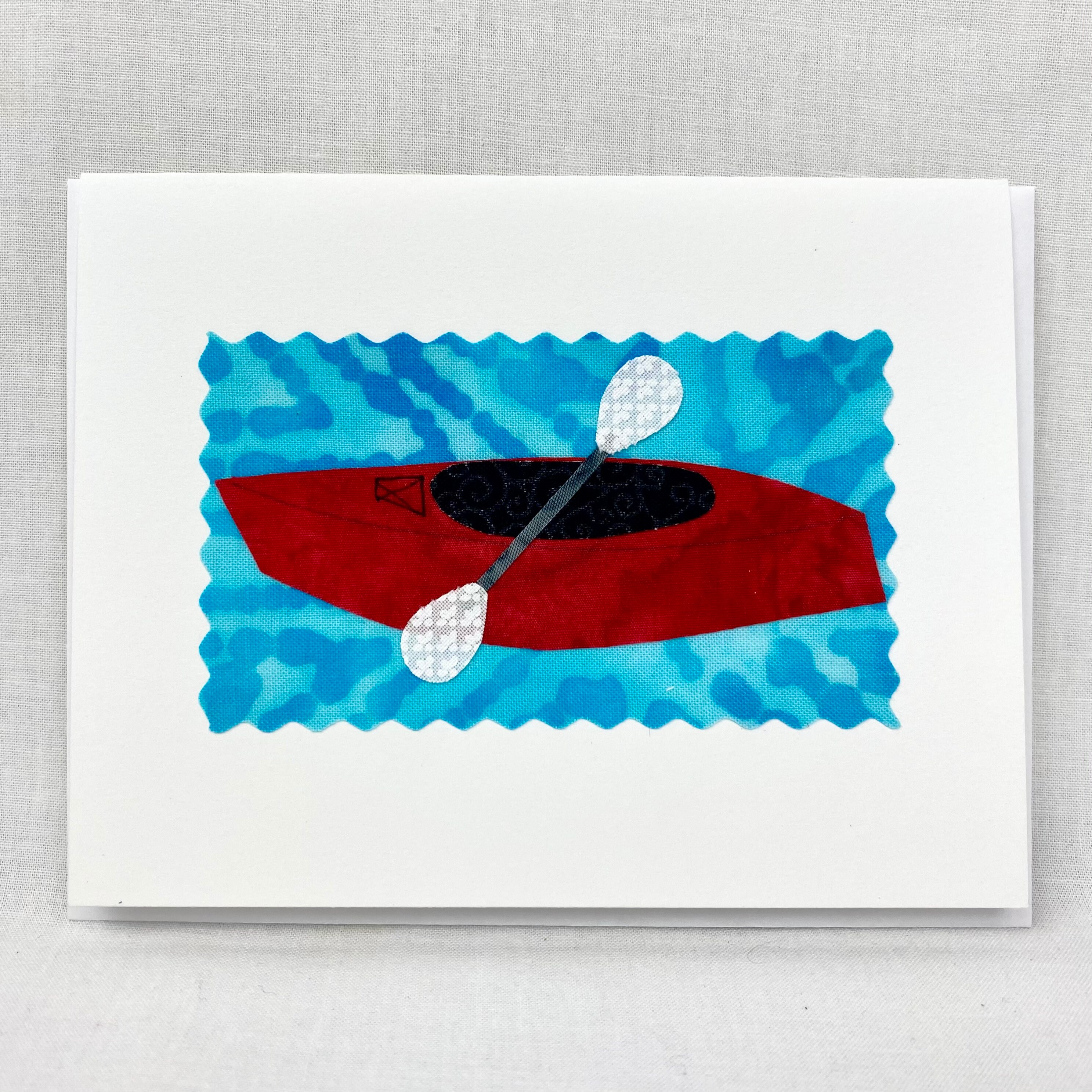 Kayak Card Handmade Fabric Outdoor Unique Birthday Card Etsy