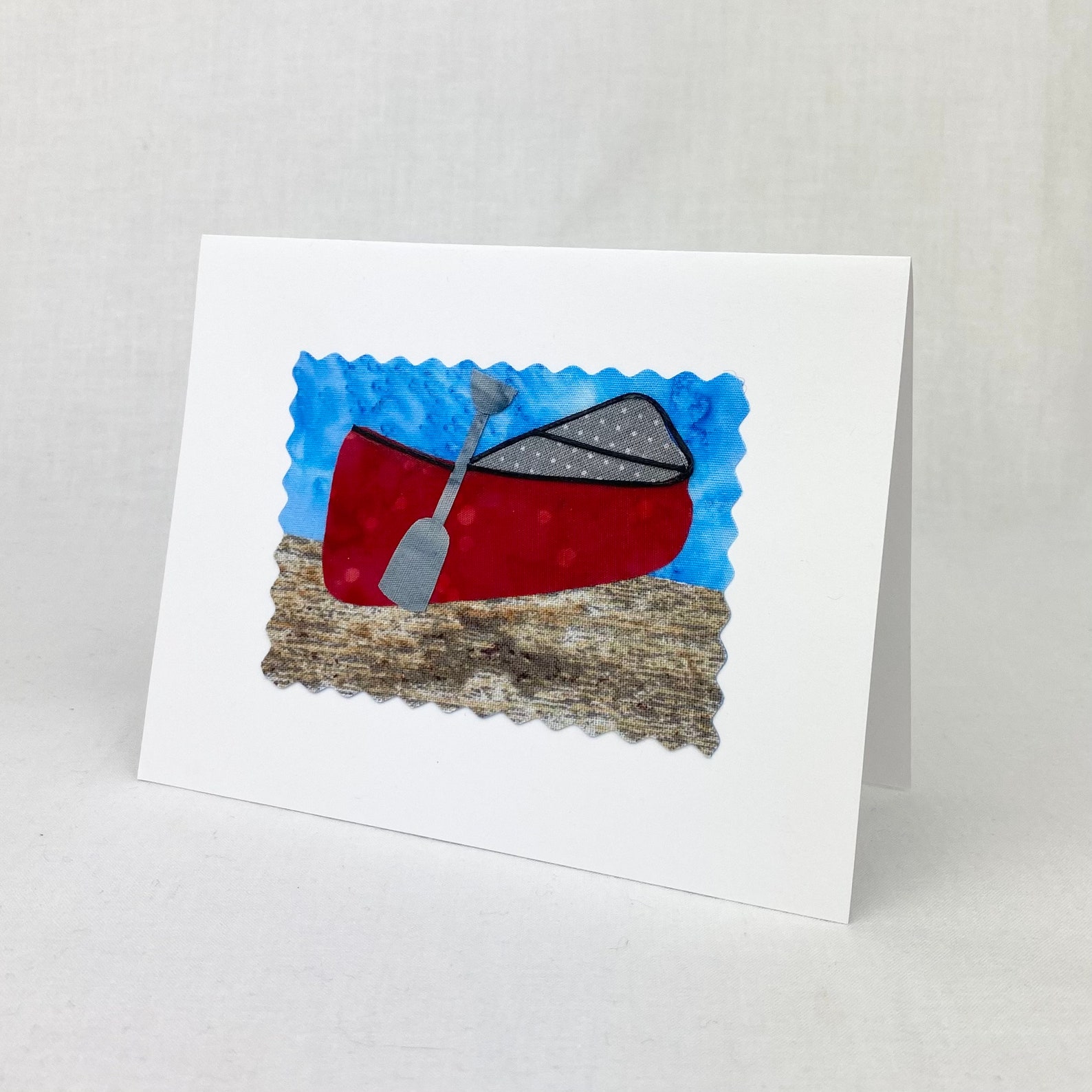 Canoe Card Handmade Fabric Cute Outdoor Birthday Card Etsy