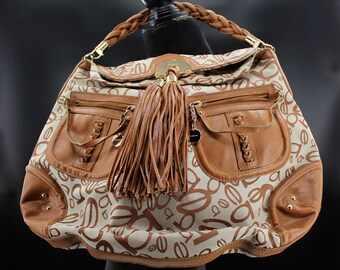 Vintage Bebe Logo textile and leather purse