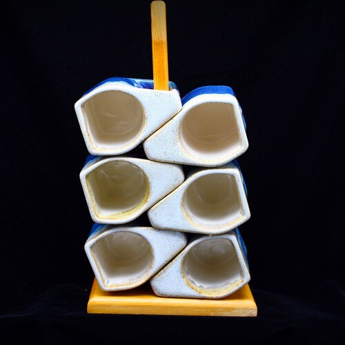 Padilla Blue Glazed shops Stoneware Ceramic Dolphin Embossed Set of 6 Stackable Mugs