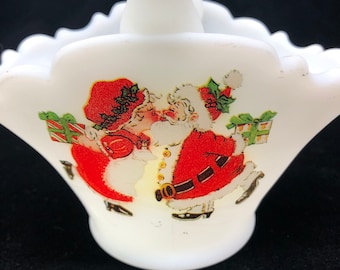 Rare Fenton Satin Christmas Basket