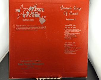 Vintage LP Vinyl Record Album Size 78 RPM / Souvenir Songs Of Hawaii Volume 7 - 49th State  / Cover has old price tags / See notes