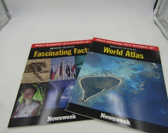 Set of 2 Vintage Books from Rand McNally  Fascinating Facts and World Atlas  2002