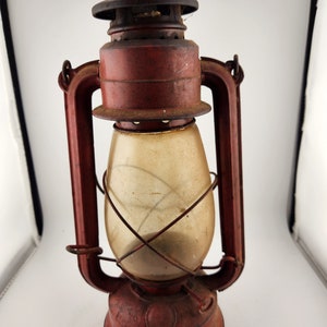 Vintage Kerosene Lantern - 12&quot; High plus handle / Made in Philippines  Glass is intact - We did not clean nor take apart, original condition