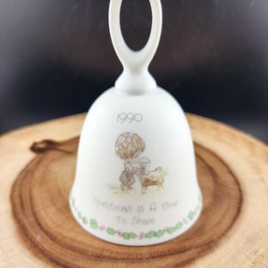 Vintage Souvenir Collector Bell - 1990 Precious Moments Christmas is a time to share - Selling a vintage bell collection, see link below