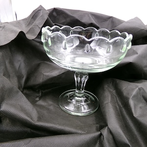This is a vintage Indiana glass tear drop design pedestal fruit / candy dish bowl   Mid-Century